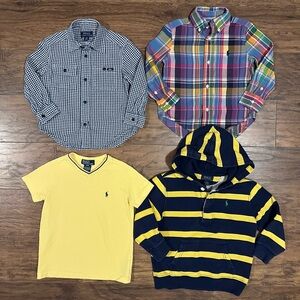 Polo by Ralph Lauren Kids' Colorful Plaid Button-Down Shirt V Neck Shirt Sweater